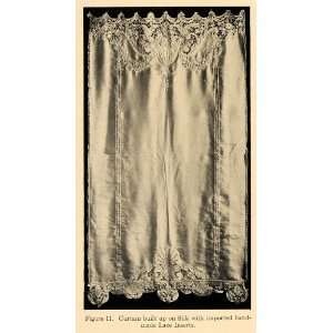  1919 Print Curtain Panel Silk Handmade Lace Inserts 