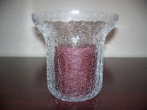 CRACKLE GLASS PILLAR CANDLE HOLDER 3 X 3 CANDLE INCLUDE  