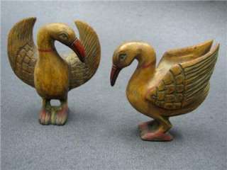 WOODEN DUCK CHESS SET , INTRICATE CARVING . PAINTED  