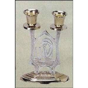  Brass and Siilverplated Candle Holder 