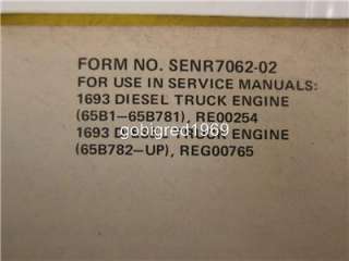 Caterpillar 1693 Diesel Truck Service Manual 65B1   65B781 More 