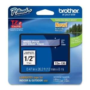  Brother P Touch PT 1910 Label Tape (OEM) 0.47 White Print 