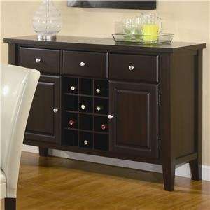  Server Sideboard with Wine Rack in Deep Cappuccino Finish 