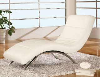 Modern Contemporary White Leather Chaise Lounge   Chair  