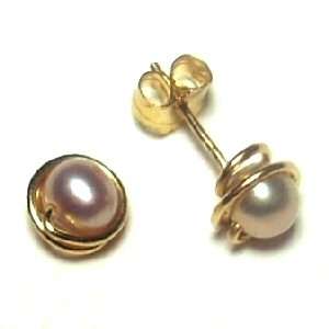 Champagne Pearl 4mm Stud Earrings in 14k GF or Sterling  