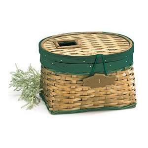  Fish Creel Basket Decorative Natural with Green Trim 
