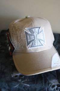 CHOPPERS TAN CROSS Embroidered Velcro Cap Hat NWT New  