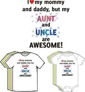 Aunt & Uncle Are Awesome Funny Cute Unisex Baby Clothes  