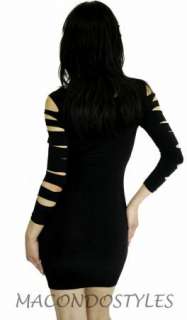 SEXY LASER CUT OUT SLASH SLITS CLUBBING MINI DRESS S Fitted Evening 