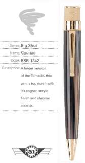The Retro 51 Cognac Big Shot Acrylic Tornado rollerball pen features a 