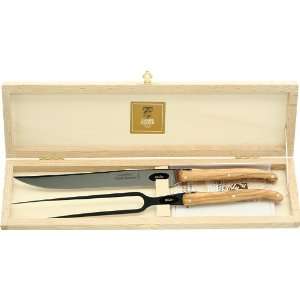 Set of Laguiole 2 Piece Carving Set with Bee Olive Wood Handles, Wood 