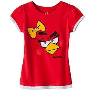   Girl Angry Birds Mock Layer Bird Face T Shirt Size 4 5 6 6X $18  