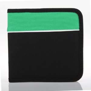 CD Wallet, 36 Capacity CD Holder Case Square Zipper in Black / Green 