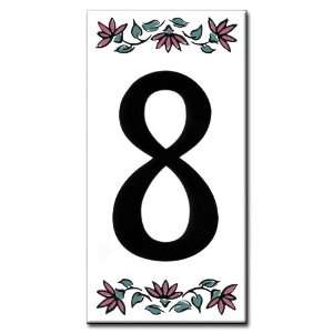  Ceramic Address Tile   Black Floral 3x6 House Address 