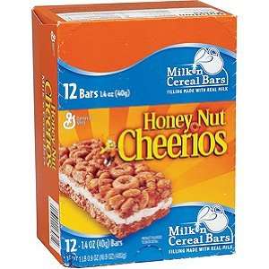  Honey Nut Cheerios Milk & Cereal Bar 12/1.4 Oz (Pack of 3 