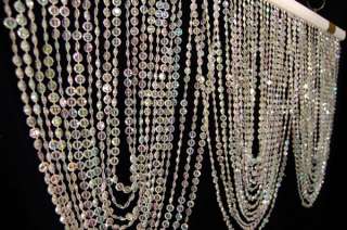 Iridescent Crystal Beaded Curtain Header Rod  Swag Pattern For Wedding 