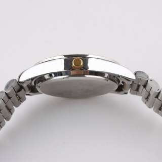 Fashion Men Gold Dial Quartz Crystal Steel Wrist Watch ( 1 ) 231N