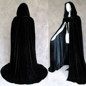  Lined Black Velvet Cloak   Medieval Renaissance Costume by 