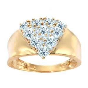   Yellow Gold Triangle Cluster Ring Aquamarine, size7 diViene Jewelry