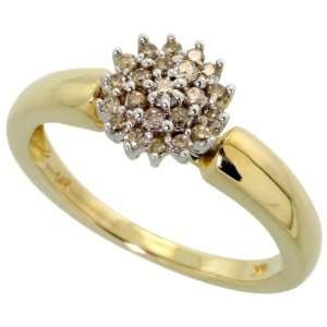 14k Gold Cluster Ring, w/ 0.25 Carat Brilliant Cut Diamonds, 5/16 in 