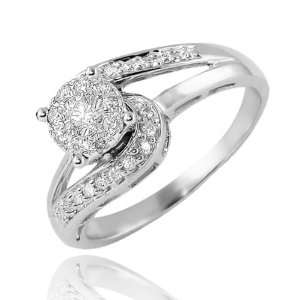   Round Diamond Cluster Fleur Ladies Engagement Bridal Ring (0.35 cttw