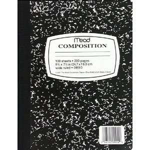  Mead Black Marble Wide Ruled Composition Book, 12 Pack 