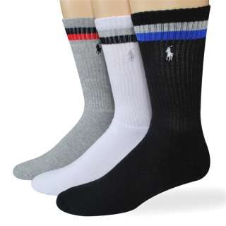 Polo Ralph Lauren mens socks Color Stripe Top crew assorted 3 pairs 