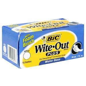 BIC Wite Out Water Base (washable) Correction Fluid   White, One 
