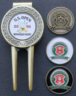   2006 US Open PGA 4 Golf Ball Marker Divot Tool Set WINGED FOOT MEDINAH
