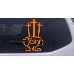  3 Crosses With John 316 Christian Car Window Wall Laptop 