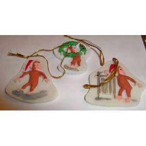 Licensed Curious George Set of 3 Christmas Ornaments NEW 