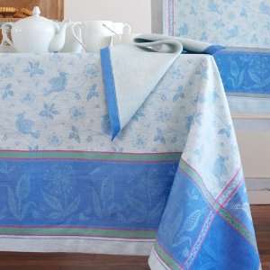  Linen Way Birds Blue Tablecloth 67x122 in