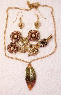   jewelry set pendant earring pin brooch STERLING SILVER 1/20 12K GF pin