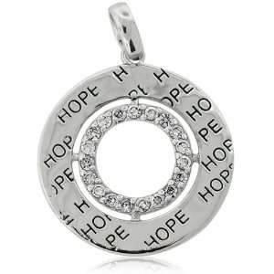  Sterling Silver CZ Double Open Circle Hope Pendant   16 