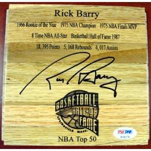  Rick Barry Autographed Wood Floor Slab HOF Logo PSA/DNA 