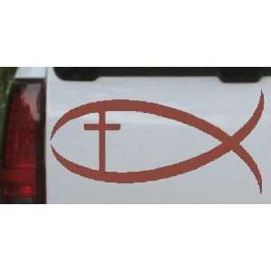 Brown 30in X 15.0in    Christian Fish Christian Car Window Wall Laptop 