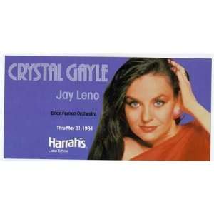 Crystal Gayle Harrahs Lake Tahoe Postcard 1984 Jay Leno