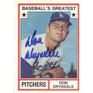 Don Drysdale Autographed Baseballs Greatest Pitchers Card