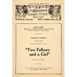  1923 Ad Two Fellows Girl George Cohan Vincent Lawrence 