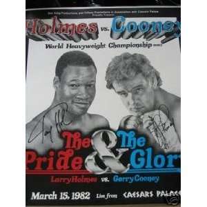  LARRY HOLMES AND GERRY COONEY AUTOGRAPHED BOXING POSTER 