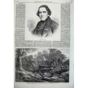  1862 Giacomo Meyerbeer Fisherman River Bridge Trees
