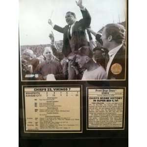  Hank Stram Super Bowl Victory Plaque