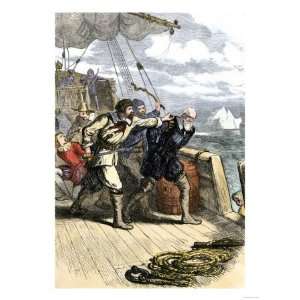 Mutineers Send Henry Hudson and His Son Overboard to Die Adrift in a 