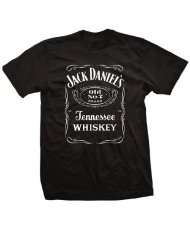 Jack Daniels Arch Label on Front Mens Black T Shirt