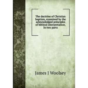   of biblical interpretation. In two parts James J Woolsey Books
