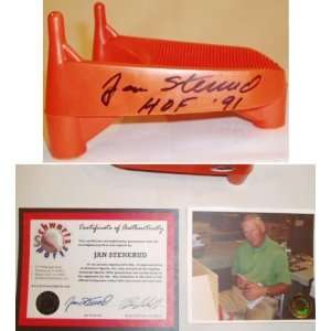  Jan Stenerud Autographed Kicking Tee with HOF 91 