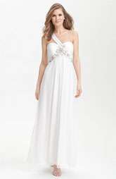 Xscape One Shoulder Embellished Chiffon Gown $195.00