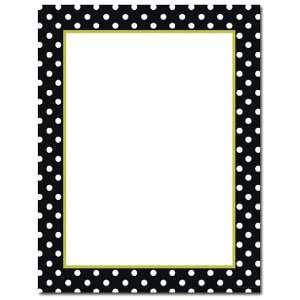 100 Black and White Dots (With Green Inside Border) Letterhead Sheets
