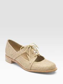 Stuart Weitzman   Keyman Canvas Cutout Lace Up Loafers    