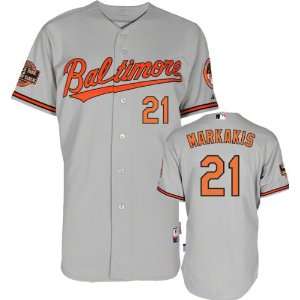 Nick Markakis Jersey Adult Majestic Road Grey Authentic Cool Baseâ 